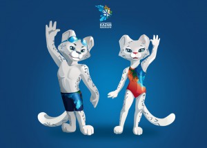 le due mascotte ufficiali dei campionati mondiali in programma in Russia