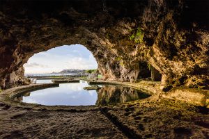 view of ancient ruins of Tiberius villa in Sperlonga, Lazio, Italy