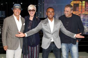 ROMA 14 SETTEMBRE 2016 PRESENTAZIONE DEL PROGRAMMA " TALE E QUALE SHOW " IN ONDA DAL 16 SETTEMBRE 2016 IN PRIMA SERATA SU RAIUNO NELLA FOTO ENRICO MONTESANO - LORETTA GOGGI - CARLO CONTI - CLAUDIO AMENDOLA
